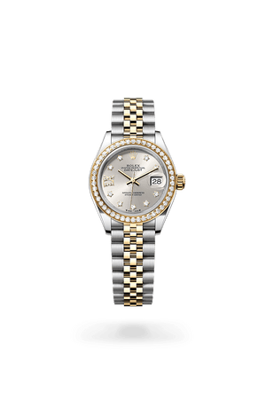 Rolex Lady-Datejust 28 in Yellow Rolesor and Silver set with diamonds Dial, M279383RBR-0003 | Polacheck's Jewelers