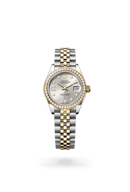 Rolex Lady-Datejust 28 in Yellow Rolesor and Silver set with diamonds Dial, M279383RBR-0003 | Polacheck's Jewelers
