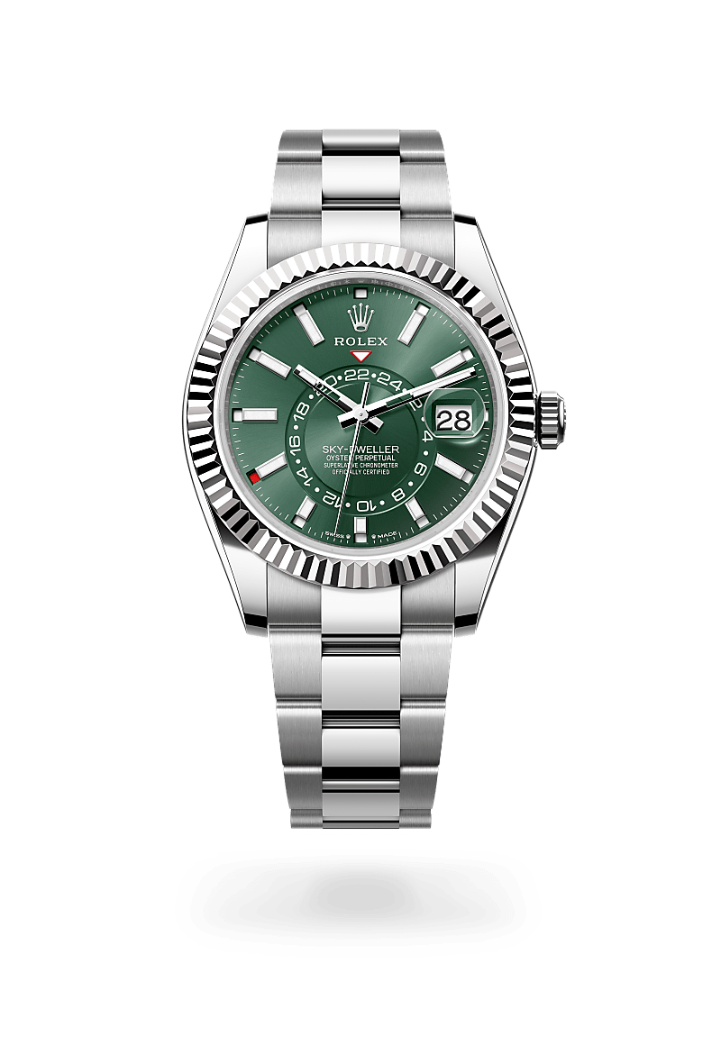 Rolex Sky-Dweller in White Rolesor and Mint Green Dial, m336934-0001 | Polacheck's Jewelers