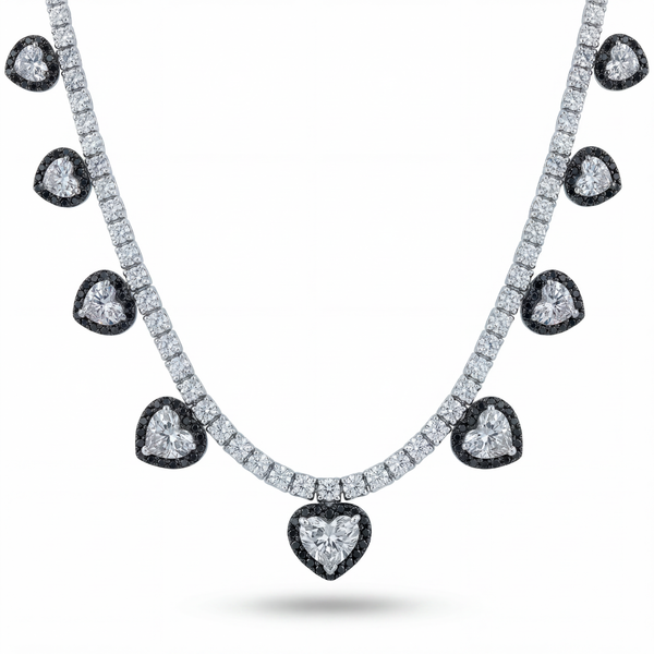 Diamond Necklace with Heart Shape Drops | 14.64tw