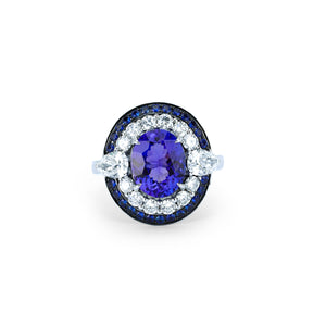 Tanzanite, Diamond, and Sapphire Ring