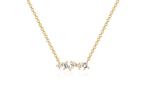 Multi Faceted Diamond Mini Bar Necklace