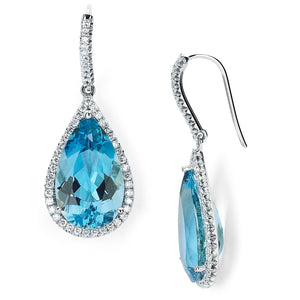 Aquamarine and Pavé Diamond Earrings